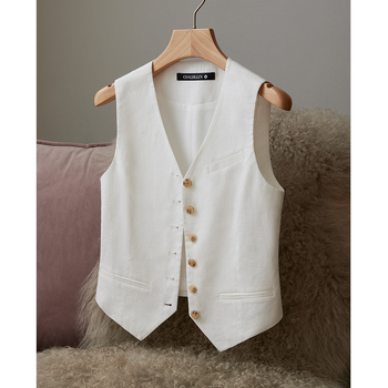 Beidao hobuse puuvillast ja kanepist vest naistele suvevest virnastatud poniklambriga 2024. aasta uus kevad- ja sügissuvi