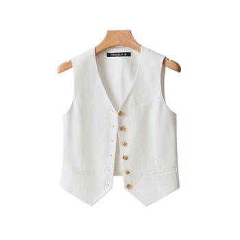 Beidao hobuse puuvillast ja kanepist vest naistele suvevest virnastatud poniklambriga 2024. aasta uus kevad- ja sügissuvi