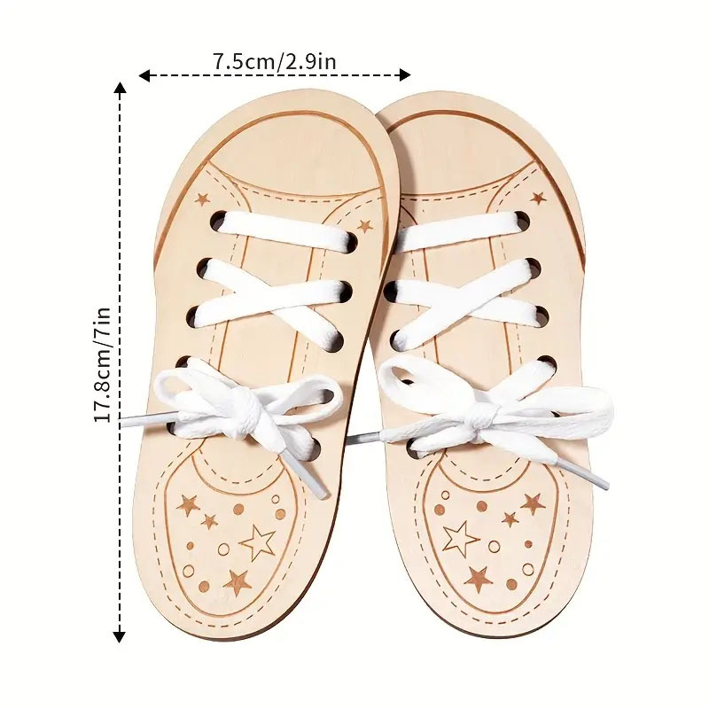 Kingapaelte sidumise kingalaudade tootja, et harjutada laste praktilist kingapaelte sidumise õppimist. Puitlaastudega kingalauad. Varajase hariduse mänguasjad.