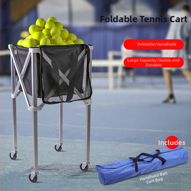 Kokkupandav alumiiniumisulamist tennisekäru mobiilne pallikorjamisraami hoiukott kaasaskantav suure mahutavusega pallikorjamisraam