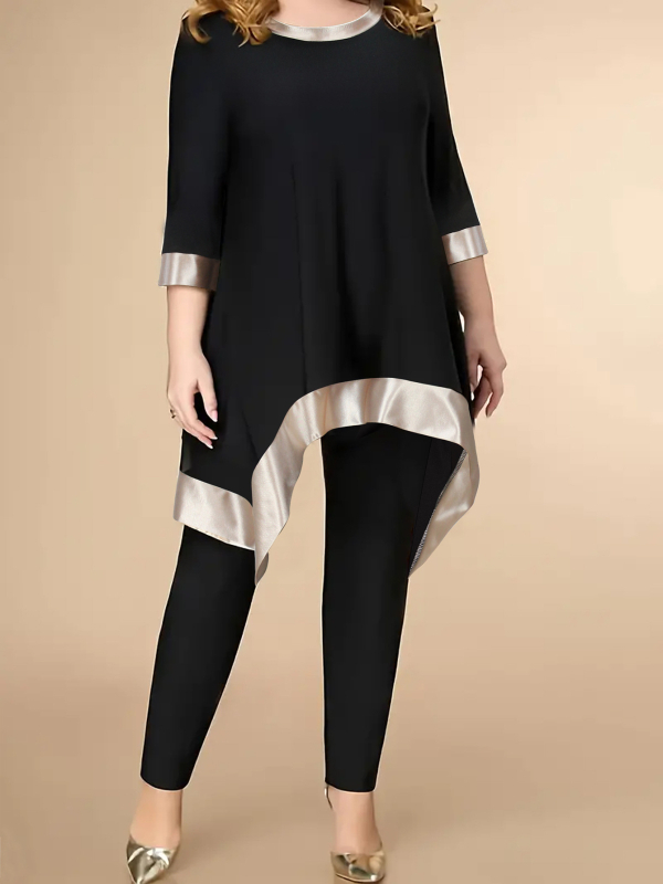 Piiriülesed Amazoni kevad- ja sügisesed naiste lahtised ebakorrapärased varrukatega õmblemisega ääred pluss-suuruses vabaaja püksid, ülikond