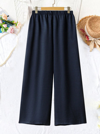 Amazon Cross-Border 2025 Άνοιξη και Καλοκαίρι Μονόχρωμο Παντελόνι με Κοντά Μανίκια, Casual, Χαλαρό, Γυναικείο Σετ Δύο Τεμαχίων Εξωτερικού Εμπορίου με Κουμπώματα