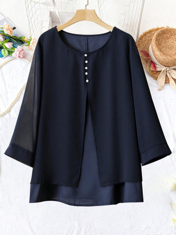 Amazon Cross-Border 2025 Άνοιξη και Καλοκαίρι Μονόχρωμο Παντελόνι με Κοντά Μανίκια, Casual, Χαλαρό, Γυναικείο Σετ Δύο Τεμαχίων Εξωτερικού Εμπορίου με Κουμπώματα