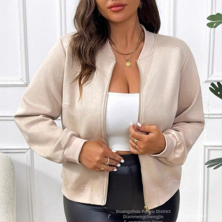 Suure suurusega seemisnahast jakk Euroopa ja Ameerika 2025. aasta piiriülese väliskaubandusega Amazoni talvine uus naiste lukuga pesapallijakk sõltumatu sait