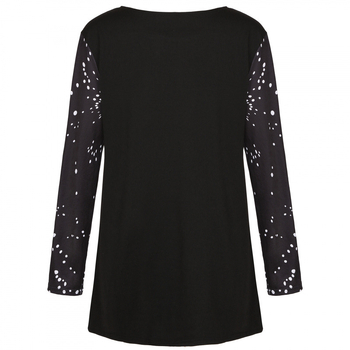 Amazon AliExpress Foreign Trade plus size Дамски пуловер с дълъг ръкав и къс ръкав, средна дължина, свободна тениска