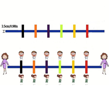 Vaikų saugos virvė darželio mokyklai, apsauganti nuo pametimo nailono traukos virvė, ikimokyklinio amžiaus vaikų eilė, spalvinga virvė