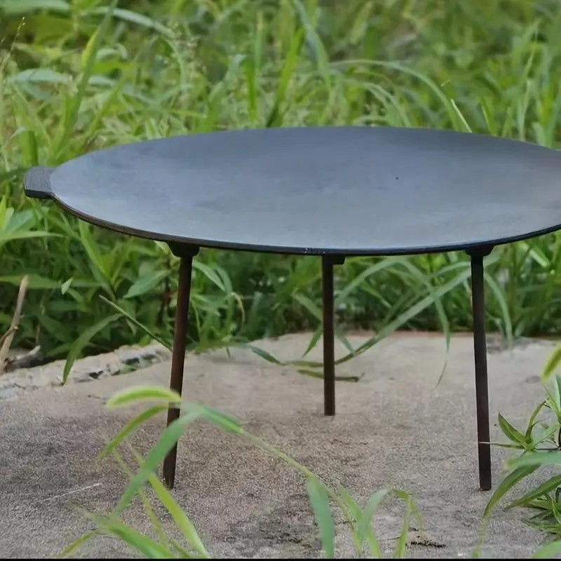 Kültéri kempingezéshez való grillsütő tálca, öntöttvas sütőtálca, kivehető sütőtálca, lapos aljú, nagy sütőtálca, öntöttvas, nagy serpenyő, kempingezéshez