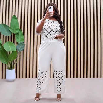 Ευρωπαϊκό και Αμερικανικό Amazon Cross-border 2025 Άνοιξη Νέο Κομψό Μονόχρωμο Casual Ασύμμετρο Κέντημα Ώμων Σετ 2 τεμαχίων