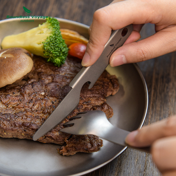 „Biwei“ gryno titano lauko stalo reikmenys, nešiojamas šaukštas, stovyklavimo šakutė, stovyklavimo stalo peilis, butelių atidarytuvas, 4 viename šaukštų laikymas