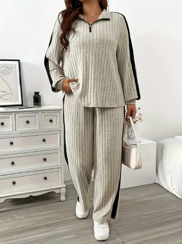 Európai, határokon átnyúló szabadidőruha, női 2024 őszi új, csúcskategóriás dizájnú, bő szárú, kétrészes nadrág, A38