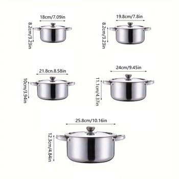 Tarpvalstybinis gamintojas Tiesioginis pardavimas Tiekimas Storintas Nerūdijančio plieno Komplektas 18-26 cm 5 dalių Sriubos Puodas Troškinys Indukcinė Viryklė