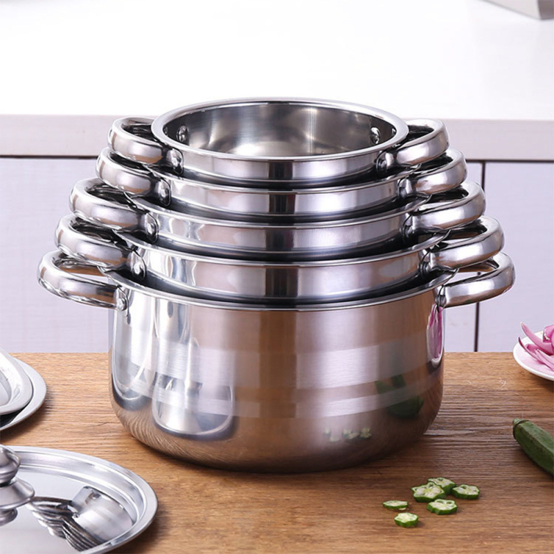 Tarpvalstybinis gamintojas Tiesioginis pardavimas Tiekimas Storintas Nerūdijančio plieno Komplektas 18-26 cm 5 dalių Sriubos Puodas Troškinys Indukcinė Viryklė