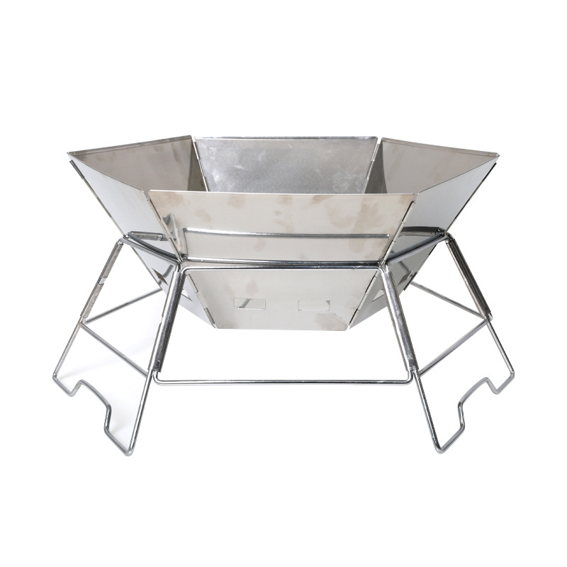 Lauko iškylų kepsninė, šešiakampė sulankstoma kepsninė, šešiakampė anglies viryklė, nešiojama nerūdijančio plieno kepsninė