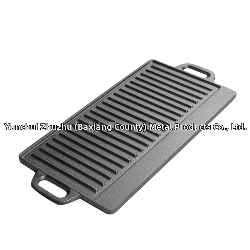 Stačiakampių teppanyaki lėkščių tiekimas, ketaus buitiniai lauko kepsninės puodai, kepsniai, aštuonkojai, kepsninės, sutirštintas ketaus