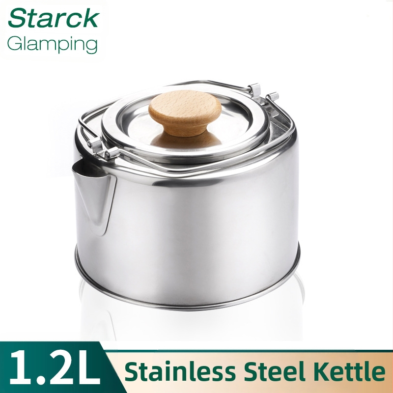 1,2-liitrine roostevabast terasest veekeetja, kaasaskantav teekann, kaasaskantav keev veekeetja, matkatarvikute komplekt