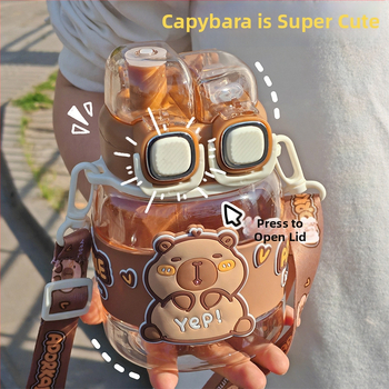 „Kapibala“ dvigubas vandens puodelis mokiniams, skirtas specialiai mokyklai, berniukams ir mergaitėms, nešiojamas didelės talpos šiaudelis.