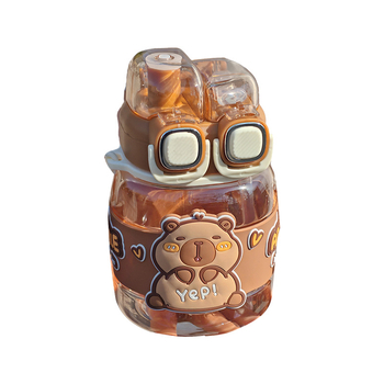 „Kapibala“ dvigubas vandens puodelis mokiniams, skirtas specialiai mokyklai, berniukams ir mergaitėms, nešiojamas didelės talpos šiaudelis.