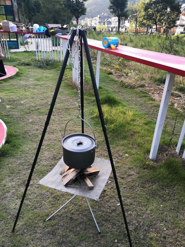 AIRKYE Erik välistingimustes kasutatav kämpingualus, kolme jalaga rippuv potialus, kolmeosaline teleskoopne kaasaskantav kolmeukseline kämpinguabiline