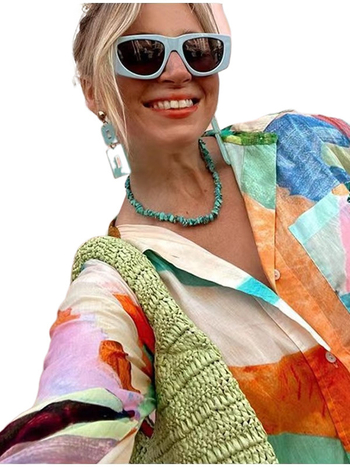 2025 Нов европейски и американски трансграничен комплект от две части с дълъг ръкав, независима станция Aliexpress, ежедневна мода с щампа и яка