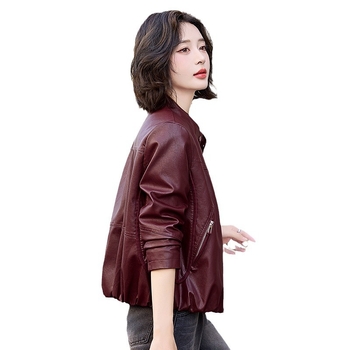 Γυναικείο παλτό από δέρμα PU 2024 Φθινόπωρο Νέα Άφιξη Μικρό Μοντέρνο Στυλάτο Κοντό Casual Μπουφάν Μοτοσικλέτας για Όλα τα Αγώνα
