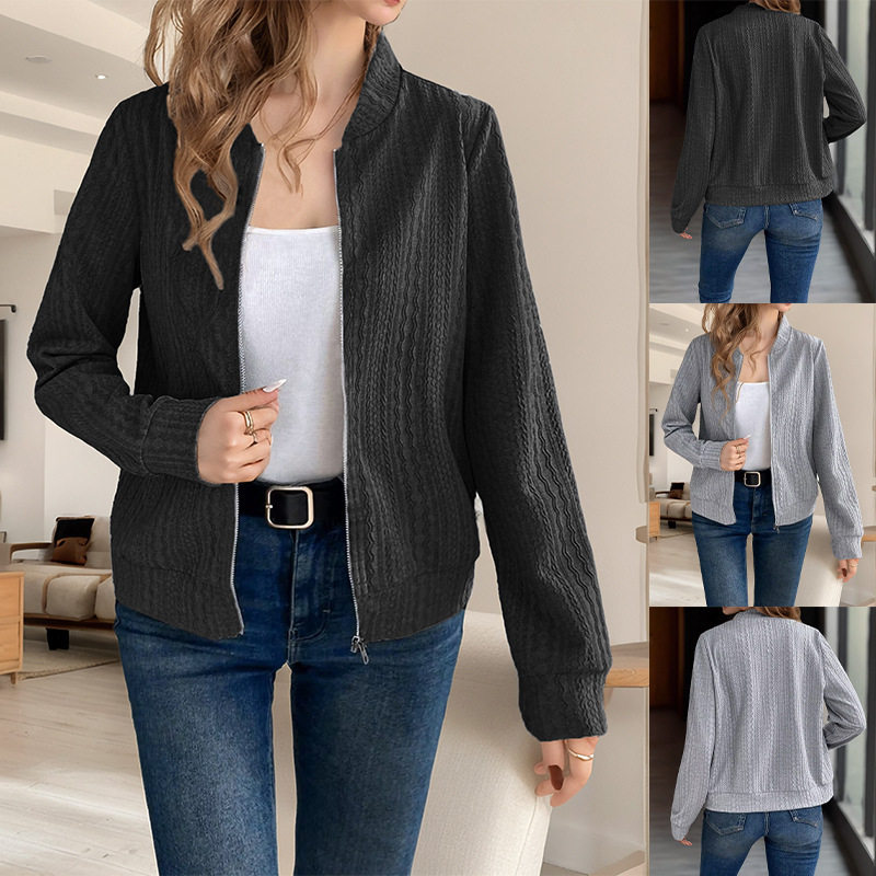 2024. aasta sügis-talv Euroopa ja Ameerika väliskaubanduse piiriülene uus Amazon Wish naiste ühevärviline pikkade varrukatega vabaaja mantel