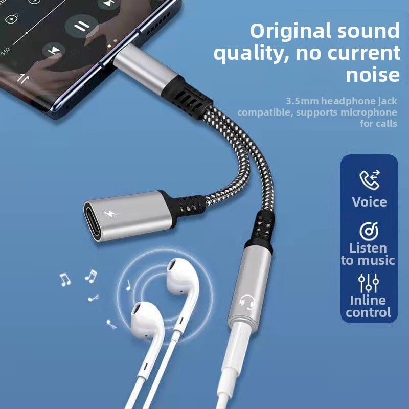 C tipo skaitmeninis adapteris 3,5 mm ausinių keitiklis mobiliojo telefono įkrovimui PD60W greito įkrovimo garso kabelis