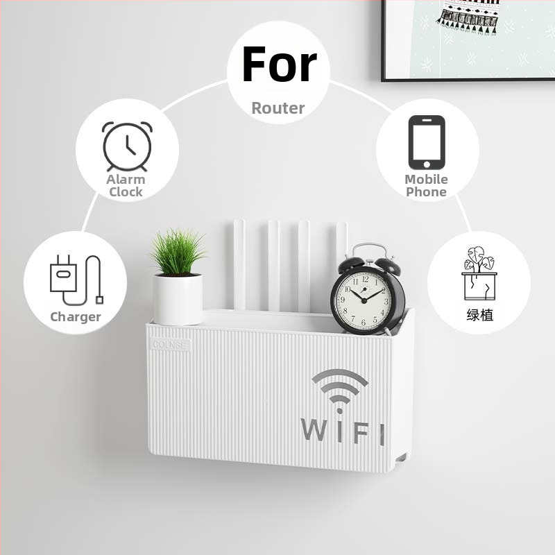 Кутия за съхранение за стенен монтаж, безжична Wi-Fi телевизионна приставка, рутер, кутия за съхранение без перфориране, монтирана на стена