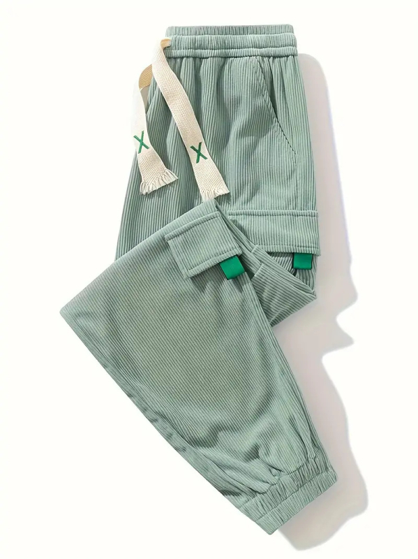 TEMU Xiyin TK Explosions Corduroy plius dydžio vyriškos kordinės kelnės, dailios europietiško dydžio ilgos kelnės, madingas Joker