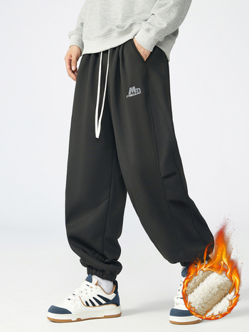 XL-6XL īpaši liela izmēra ziemas jēra flīsa ikdienas vīriešu bikses ar purngalu, īpaši lielas, brīvas, plus izmēra zēniem, apaļīgiem vīriešiem