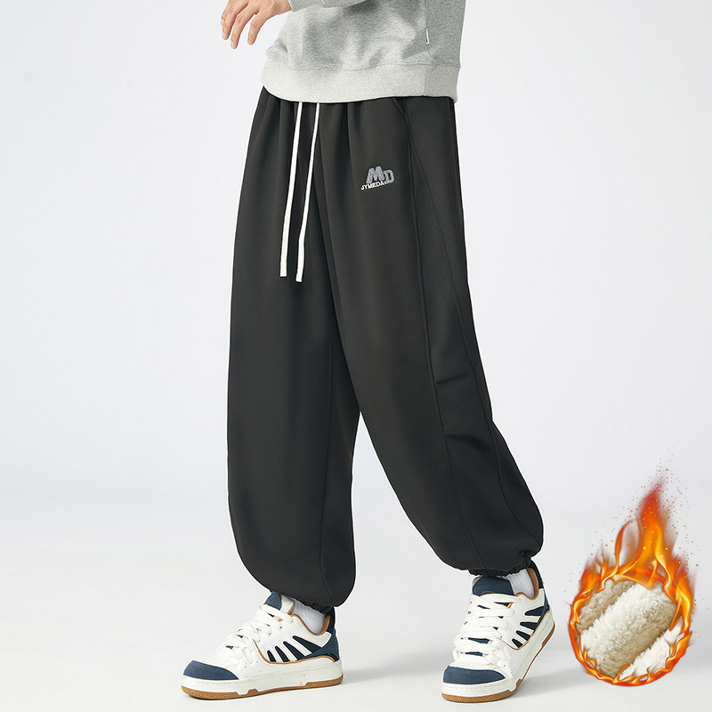 XL-6XL īpaši liela izmēra ziemas jēra flīsa ikdienas vīriešu bikses ar purngalu, īpaši lielas, brīvas, plus izmēra zēniem, apaļīgiem vīriešiem