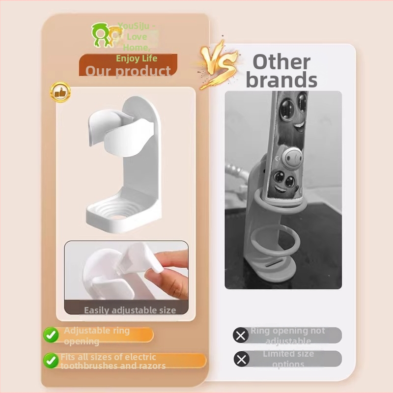 Закачалка за електрическа четка за зъби без перфоратор, за стенен монтаж, закачалка за четка за зъби, основа за съхранение на тоалетна четка за зъби, стойка за съхранение на зъби