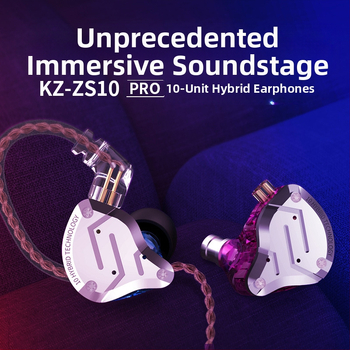 KZ-ZS10 PRO fém fülhallgató, gyűrűs vas, 10 egység, mozgó vas, HiFi fülhallgató, fülbe helyezhető mobil gamer fülhallgató