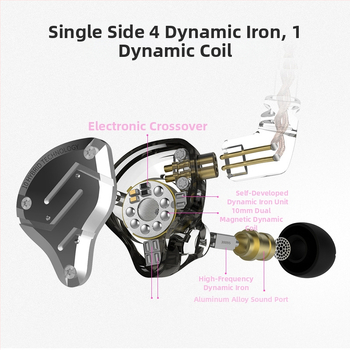 KZ-ZS10 PRO fém fülhallgató, gyűrűs vas, 10 egység, mozgó vas, HiFi fülhallgató, fülbe helyezhető mobil gamer fülhallgató