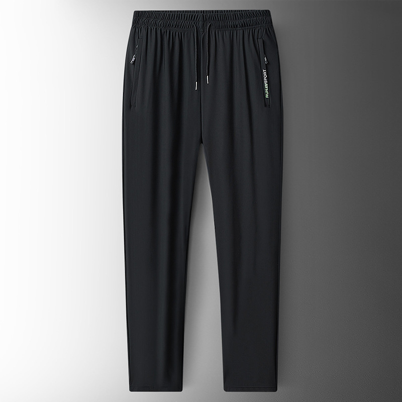 Suvised õhukesed jääsiidist püksid meeste välistingimustes kasutatavad spordipüksid, jääsiidist kiiresti kuivavad sirged püksid, pluss-suuruses meeste püksid