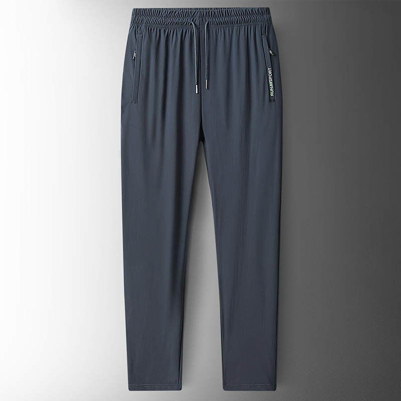 Suvised õhukesed jääsiidist püksid meeste välistingimustes kasutatavad spordipüksid, jääsiidist kiiresti kuivavad sirged püksid, pluss-suuruses meeste püksid