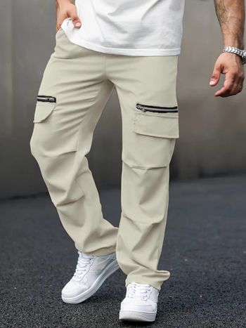Vīriešu ikdienas bikses ar rāvējslēdzēju, viltotām kabatām, 2025. gada sprādzienu modes tendence, taisnas bikses, pārrobežu Eiropas kods, plus izmēra