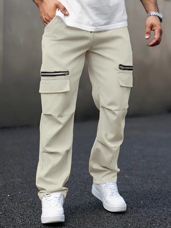 Vīriešu ikdienas bikses ar rāvējslēdzēju, viltotām kabatām, 2025. gada sprādzienu modes tendence, taisnas bikses, pārrobežu Eiropas kods, plus izmēra