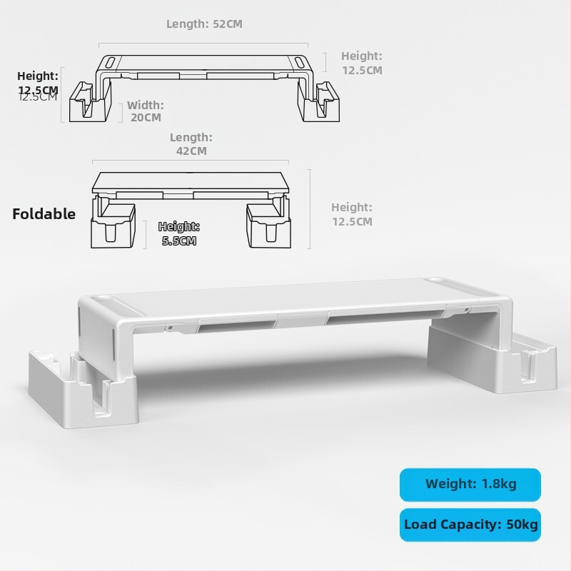 Oimaster Monitor Ανυψωμένη επέκταση USB Πτυσσόμενος υπολογιστής, επιτραπέζιος χώρος αποθήκευσης, ανυψωμένη βάση στήριξης