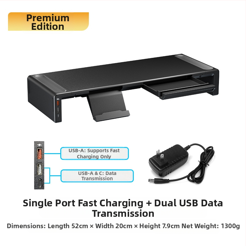 Oimaster Monitor Ανυψωμένη επέκταση USB Πτυσσόμενος υπολογιστής, επιτραπέζιος χώρος αποθήκευσης, ανυψωμένη βάση στήριξης
