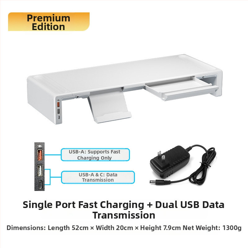 Oimaster Monitor Ανυψωμένη επέκταση USB Πτυσσόμενος υπολογιστής, επιτραπέζιος χώρος αποθήκευσης, ανυψωμένη βάση στήριξης