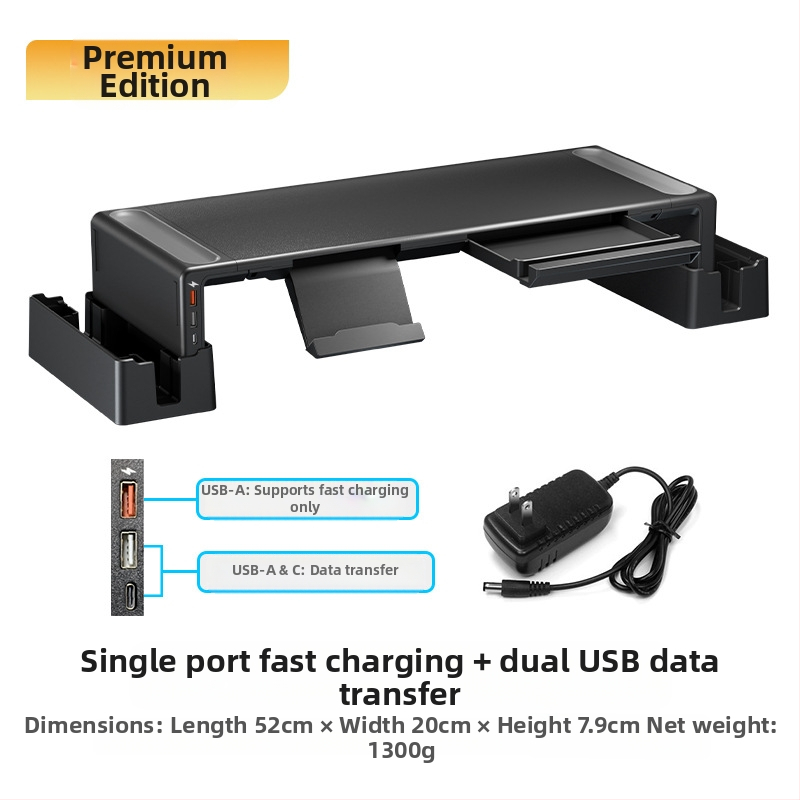 Oimaster Monitor Ανυψωμένη επέκταση USB Πτυσσόμενος υπολογιστής, επιτραπέζιος χώρος αποθήκευσης, ανυψωμένη βάση στήριξης