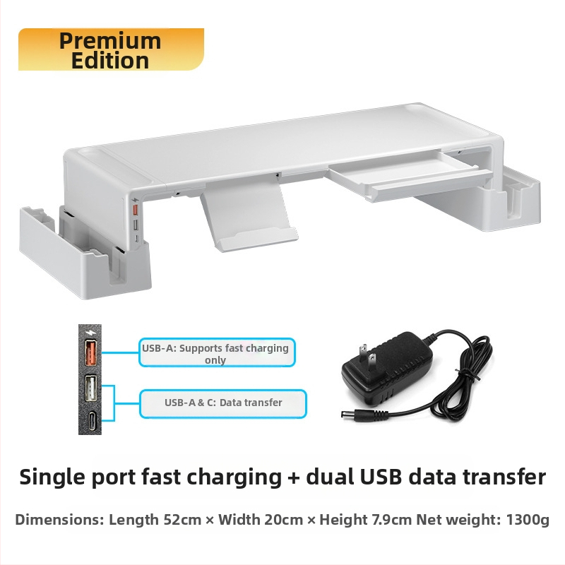 Oimaster Monitor Ανυψωμένη επέκταση USB Πτυσσόμενος υπολογιστής, επιτραπέζιος χώρος αποθήκευσης, ανυψωμένη βάση στήριξης