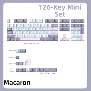 Cloud Lake'i labidaga Q Macaron kolmevärviline võtmekate, väike, täiskomplekt 126 võtit, PBT materjalist, kahevärviline sissepritse, kulumiskindel ja vastupidav