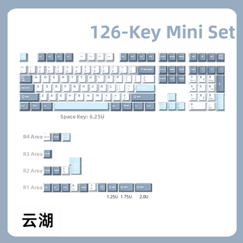 Cloud Lake'i labidaga Q Macaron kolmevärviline võtmekate, väike, täiskomplekt 126 võtit, PBT materjalist, kahevärviline sissepritse, kulumiskindel ja vastupidav