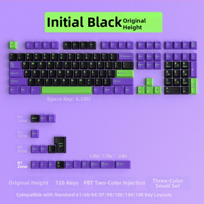 Cloud Lake'i labidaga Q Macaron kolmevärviline võtmekate, väike, täiskomplekt 126 võtit, PBT materjalist, kahevärviline sissepritse, kulumiskindel ja vastupidav