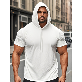 2025. aasta Euroopa ja Ameerika piiriülesed meeste T-särgid, kapuutsiga lühikeste varrukatega T-särgid, trendikad kapuutsiga dressipluusid, poolvarrukatega lühikeste varrukatega T-särgid