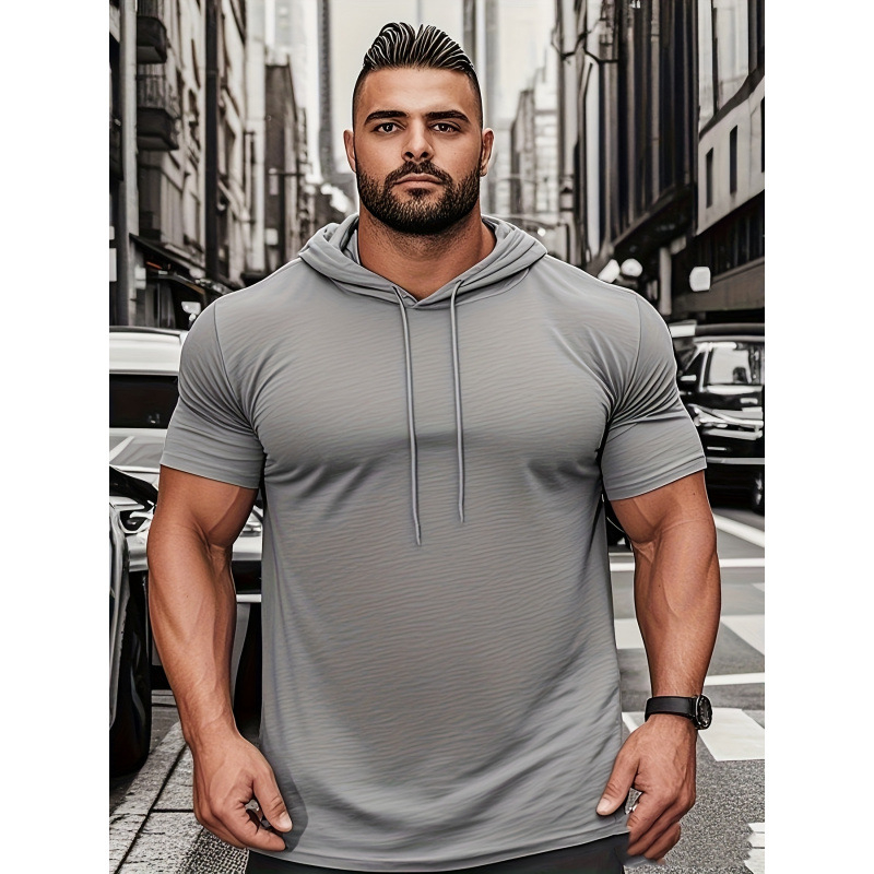 2025. aasta Euroopa ja Ameerika piiriülesed meeste T-särgid, kapuutsiga lühikeste varrukatega T-särgid, trendikad kapuutsiga dressipluusid, poolvarrukatega lühikeste varrukatega T-särgid