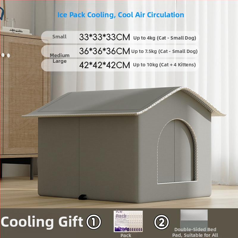 Kassile mõeldud konditsioneeriga majakassipesa, suvine jahutav majakass, suvine lemmikloom, nelja aastaaja universaalne iglu, väikese koera magamiskott