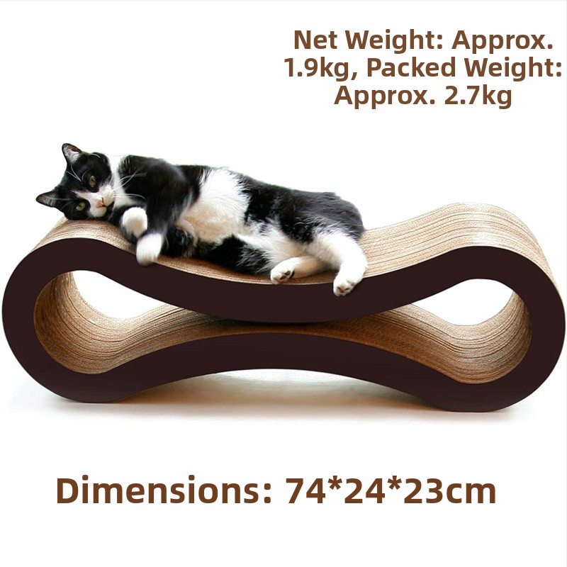 Petfusion astoņu rakstzīmju kaķu skrāpēšanas dēlis, liels kaķu kāpšanas rāmis, nodilumizturīgs, skrāpējumizturīgs kaķu gulta, šezlongs, kaķu spīle