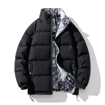 Ανδρικό χειμωνιάτικο παλτό με βαμβάκι, παχύ μπουφάν με βαμβάκι, διπλής όψης, μονόχρωμο γιακά με βάση, μπουφάν με βαμβάκι, ζεστά ρούχα με ψωμί, λουλούδι κάσιους